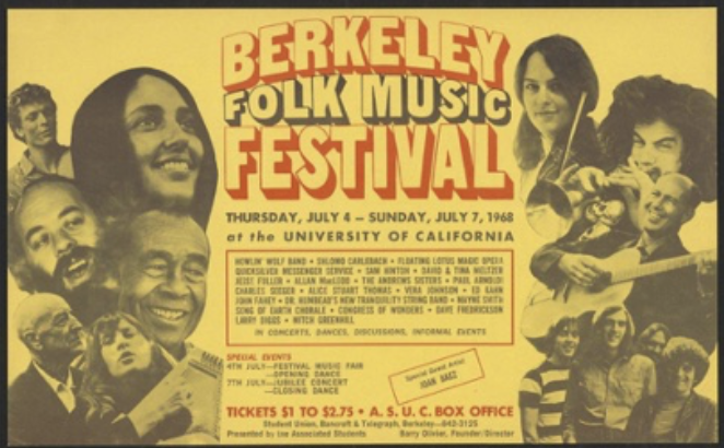 Poster promoting 1968 Berkeley folk music festival
