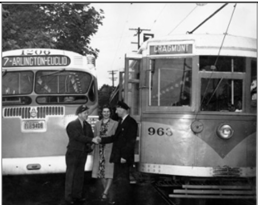 Picture of old bus and trolley