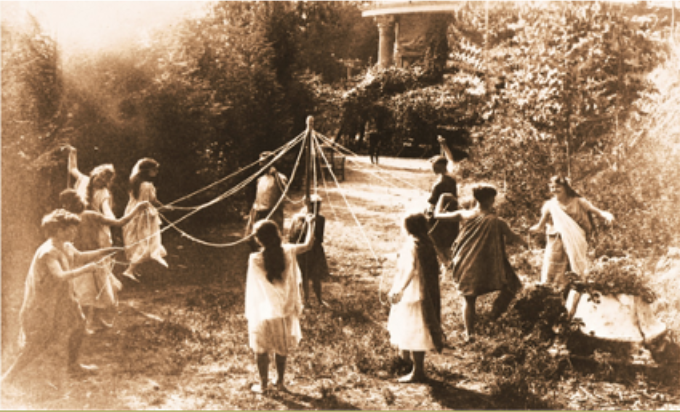 Sepia tone picture of dancers