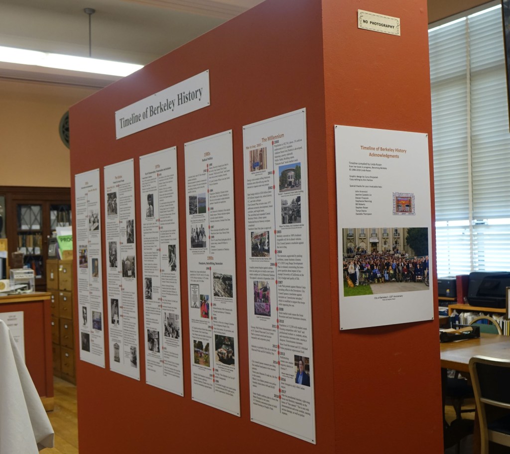 Photo of the permanent illustrated timeline of Berkeley history